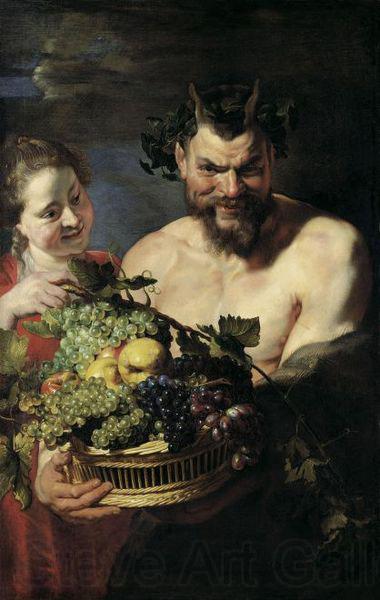 Peter Paul Rubens Satyr und Madchen mit Fruchtekorb Spain oil painting art
